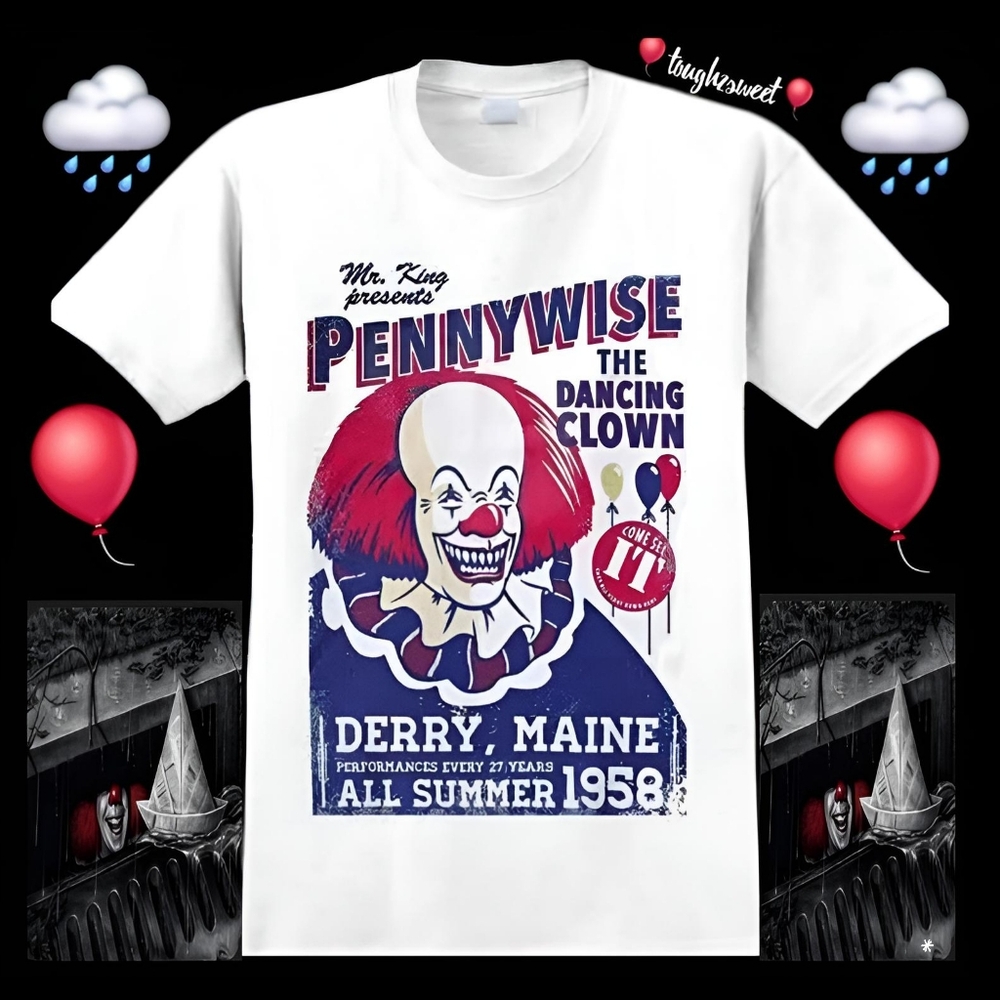 🆕️RETRO PENNYWISE MENS ICONIC HORROR HALLOWEEN GRAPHIC XXL T'SHIRT